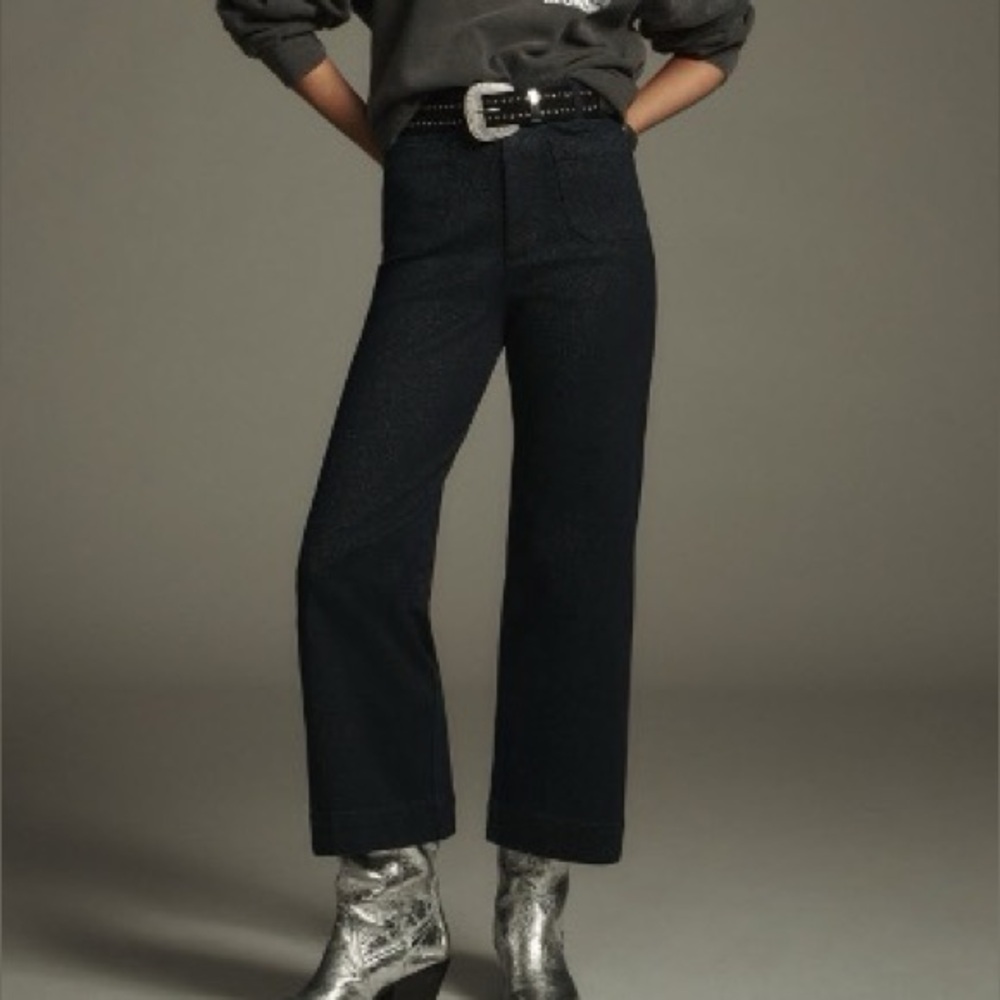 The Colette High-Rise Cropped Wide-Leg Jeans: Sparkle Edition 18W